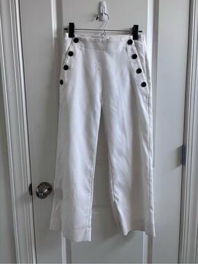 Banana Republic White Textured Knit Cropped Sailor Pants